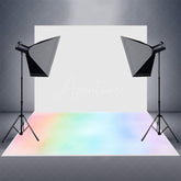 Aperturee - Light Rainbow Gradient Bokeh Photo Rubber Floor Mat